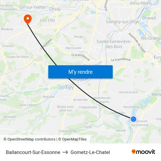 Ballancourt-Sur-Essonne to Gometz-Le-Chatel map