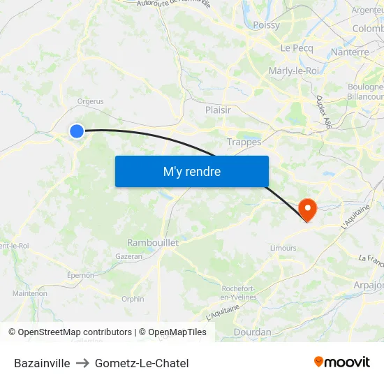 Bazainville to Gometz-Le-Chatel map