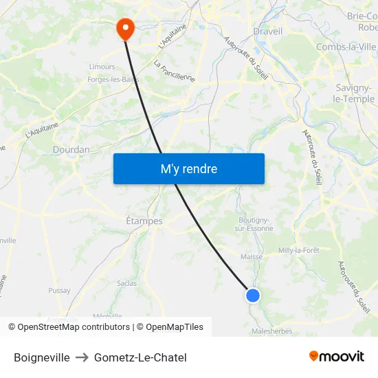 Boigneville to Gometz-Le-Chatel map