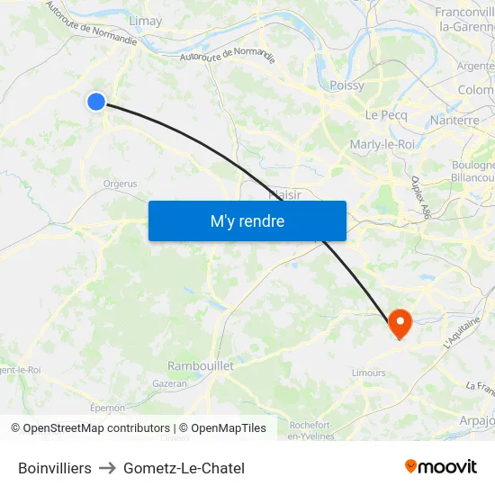 Boinvilliers to Gometz-Le-Chatel map