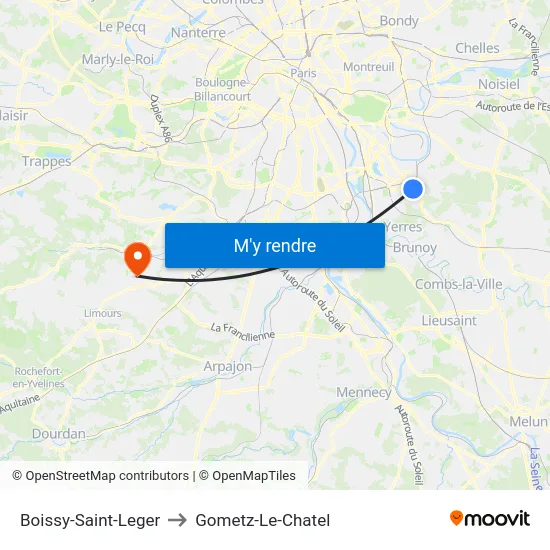 Boissy-Saint-Leger to Gometz-Le-Chatel map