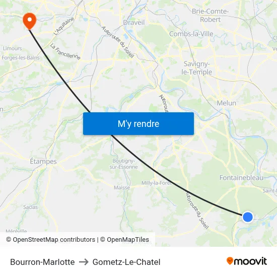 Bourron-Marlotte to Gometz-Le-Chatel map