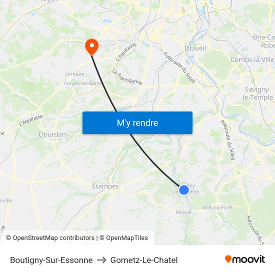 Boutigny-Sur-Essonne to Gometz-Le-Chatel map