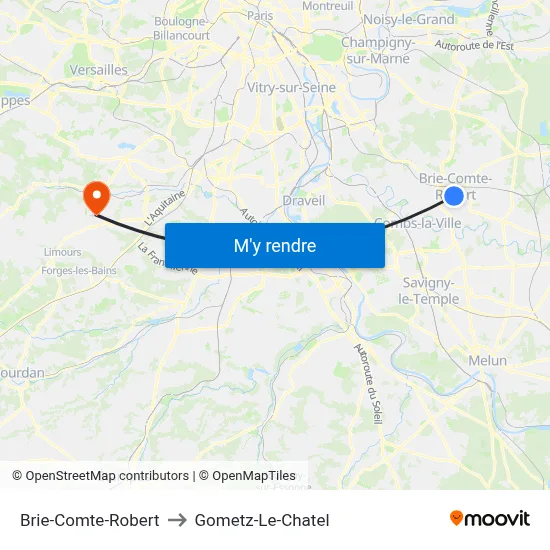 Brie-Comte-Robert to Gometz-Le-Chatel map