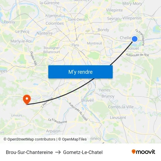 Brou-Sur-Chantereine to Gometz-Le-Chatel map