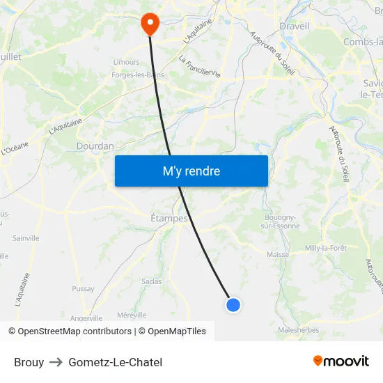 Brouy to Gometz-Le-Chatel map