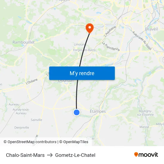 Chalo-Saint-Mars to Gometz-Le-Chatel map