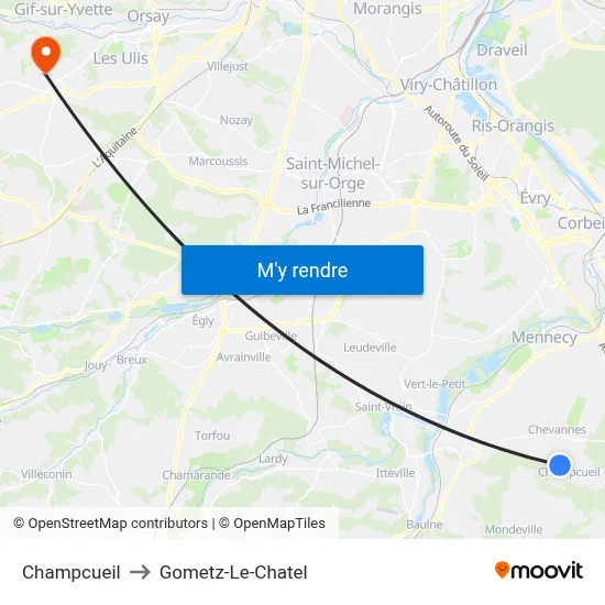 Champcueil to Gometz-Le-Chatel map