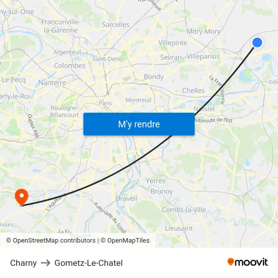 Charny to Gometz-Le-Chatel map