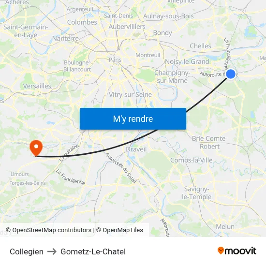 Collegien to Gometz-Le-Chatel map