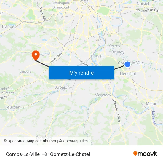 Combs-La-Ville to Gometz-Le-Chatel map