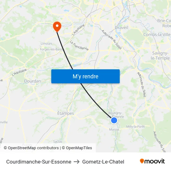 Courdimanche-Sur-Essonne to Gometz-Le-Chatel map