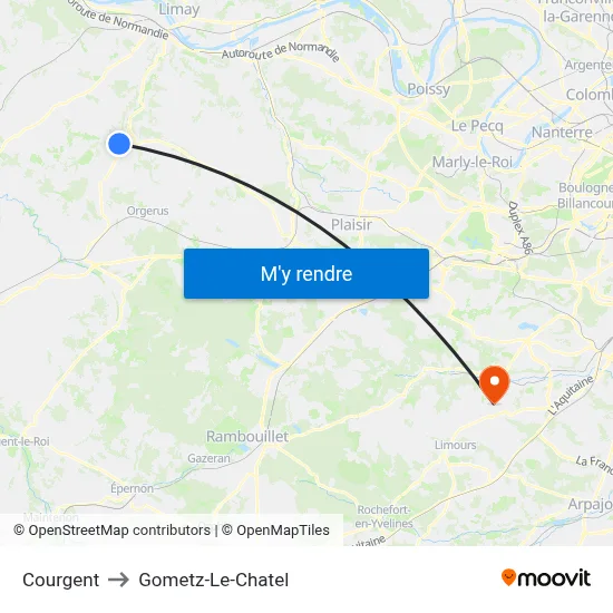 Courgent to Gometz-Le-Chatel map