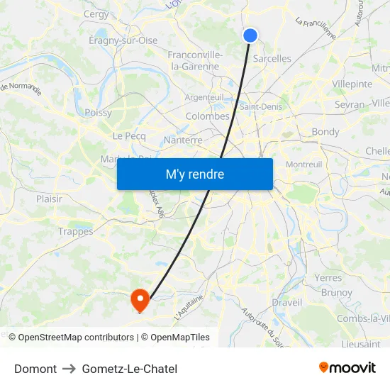 Domont to Gometz-Le-Chatel map