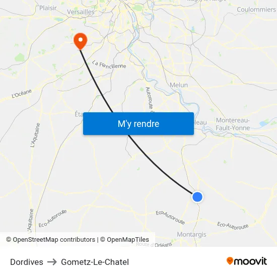 Dordives to Gometz-Le-Chatel map