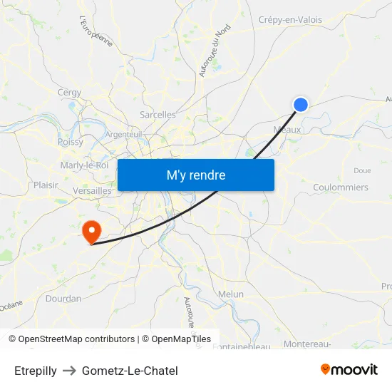 Etrepilly to Gometz-Le-Chatel map