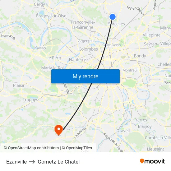 Ezanville to Gometz-Le-Chatel map