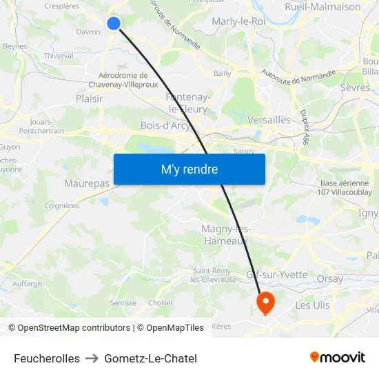 Feucherolles to Gometz-Le-Chatel map