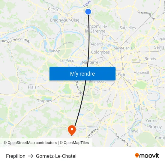 Frepillon to Gometz-Le-Chatel map