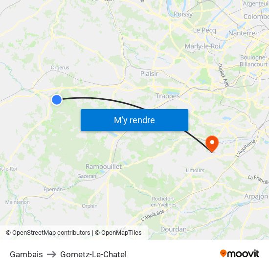 Gambais to Gometz-Le-Chatel map