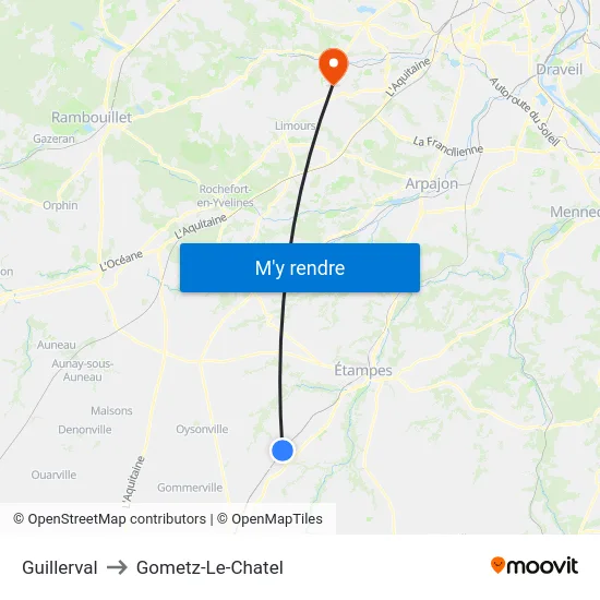Guillerval to Gometz-Le-Chatel map