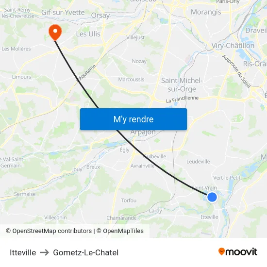 Itteville to Gometz-Le-Chatel map