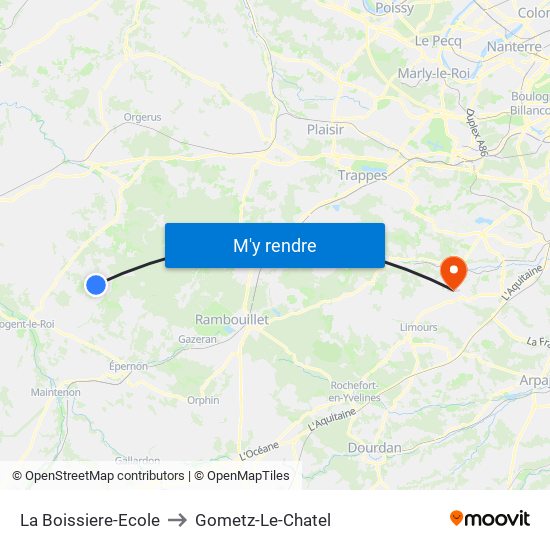 La Boissiere-Ecole to Gometz-Le-Chatel map