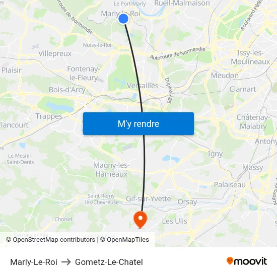 Marly-Le-Roi to Gometz-Le-Chatel map
