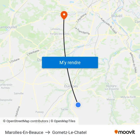 Marolles-En-Beauce to Gometz-Le-Chatel map