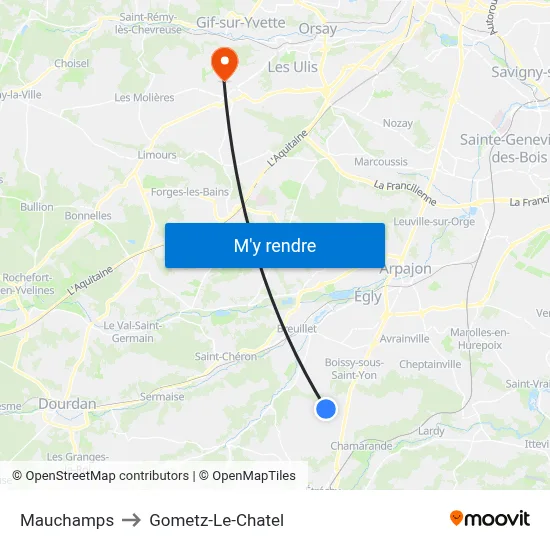 Mauchamps to Gometz-Le-Chatel map
