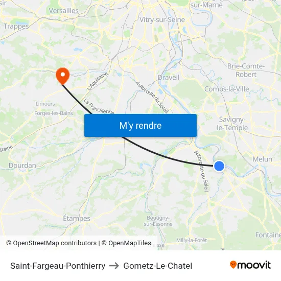 Saint-Fargeau-Ponthierry to Gometz-Le-Chatel map