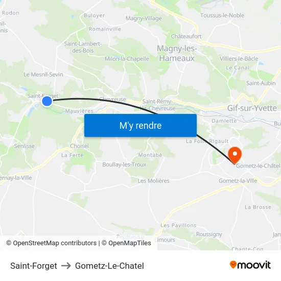 Saint-Forget to Gometz-Le-Chatel map