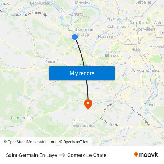 Saint-Germain-En-Laye to Gometz-Le-Chatel map