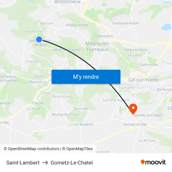 Saint-Lambert to Gometz-Le-Chatel map