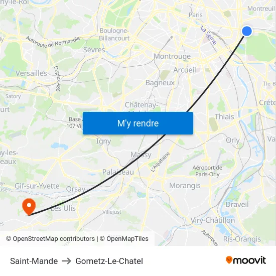 Saint-Mande to Gometz-Le-Chatel map