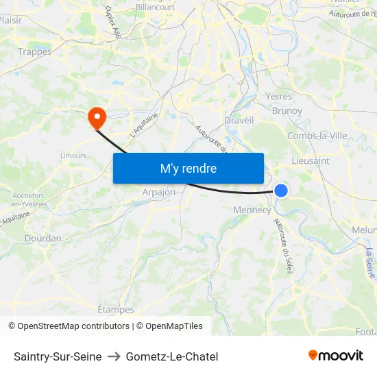 Saintry-Sur-Seine to Gometz-Le-Chatel map