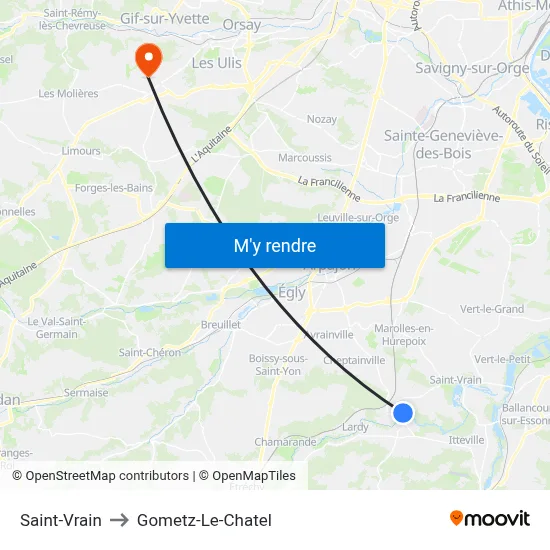 Saint-Vrain to Gometz-Le-Chatel map