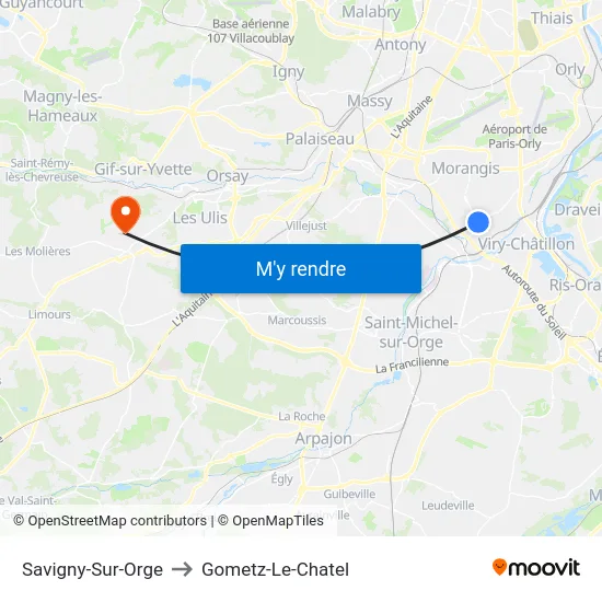Savigny-Sur-Orge to Gometz-Le-Chatel map