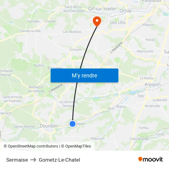 Sermaise to Gometz-Le-Chatel map