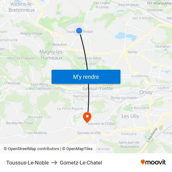 Toussus-Le-Noble to Gometz-Le-Chatel map