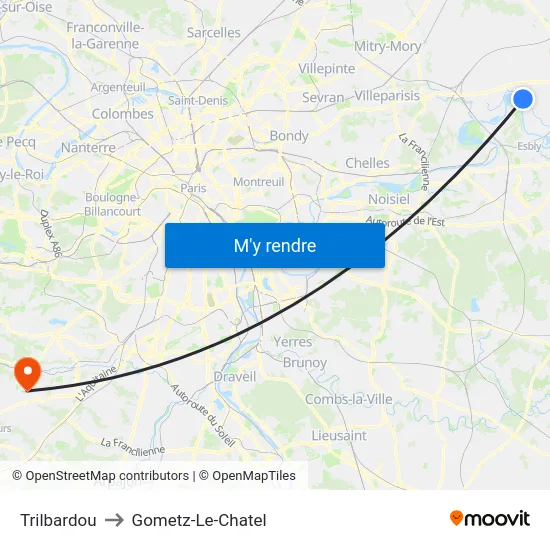 Trilbardou to Gometz-Le-Chatel map