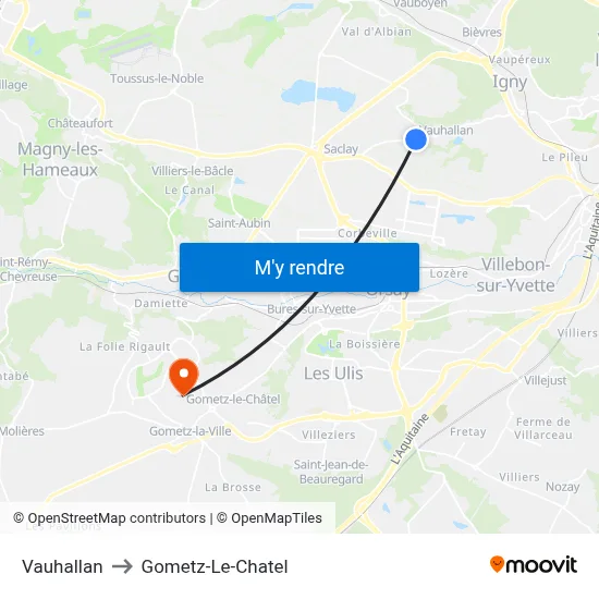 Vauhallan to Gometz-Le-Chatel map