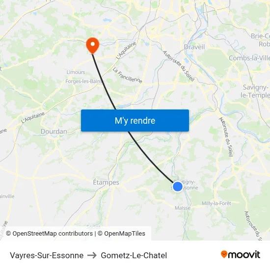 Vayres-Sur-Essonne to Gometz-Le-Chatel map