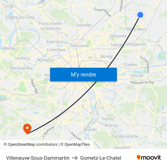 Villeneuve-Sous-Dammartin to Gometz-Le-Chatel map