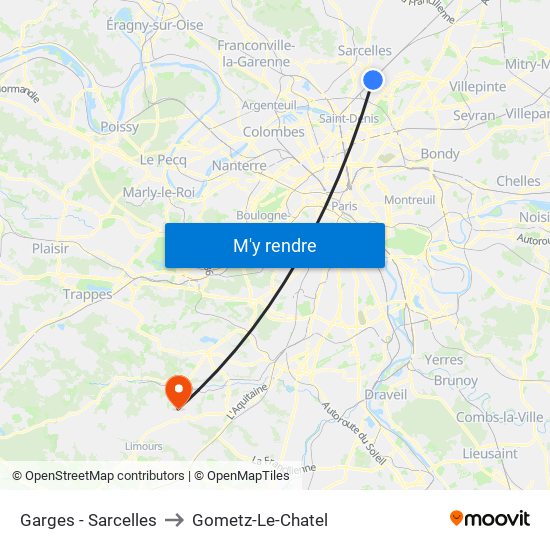 Garges - Sarcelles to Gometz-Le-Chatel map