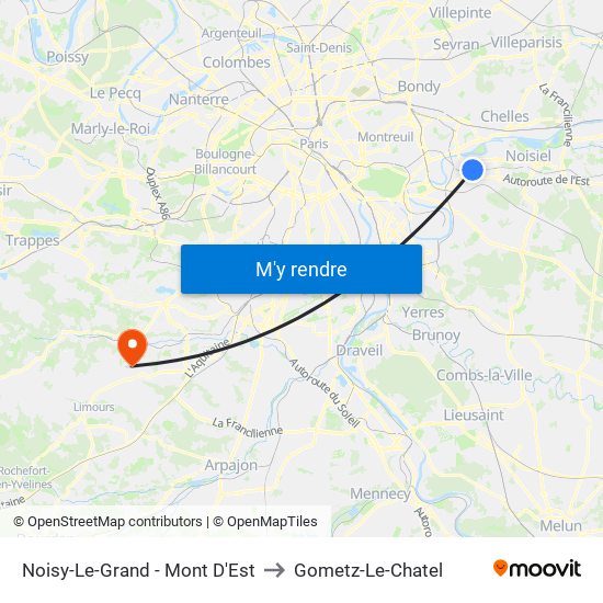 Noisy-Le-Grand - Mont D'Est to Gometz-Le-Chatel map