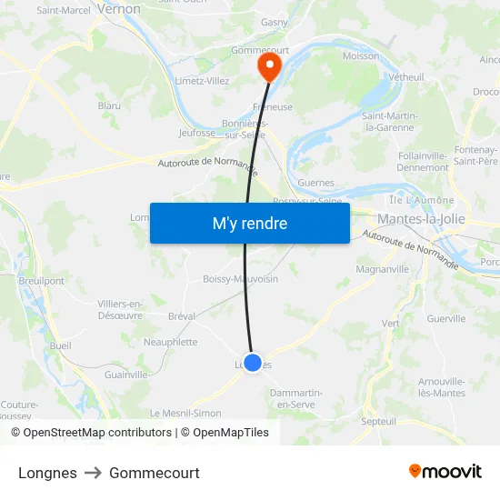Longnes to Gommecourt map