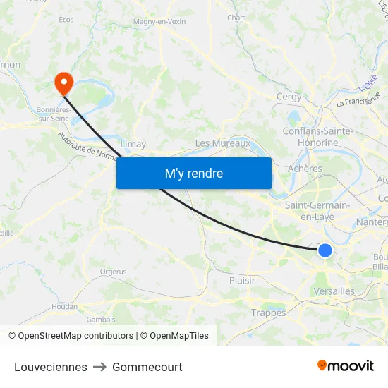 Louveciennes to Gommecourt map
