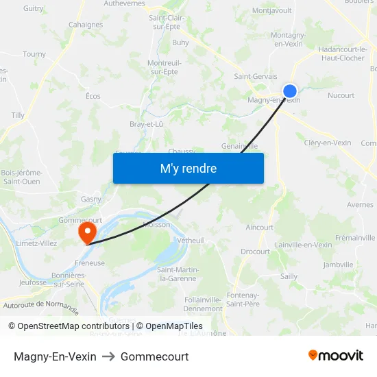 Magny-En-Vexin to Gommecourt map
