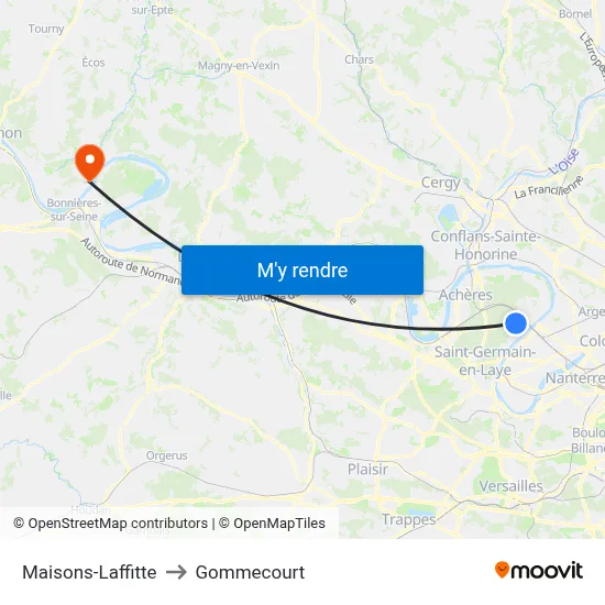Maisons-Laffitte to Gommecourt map